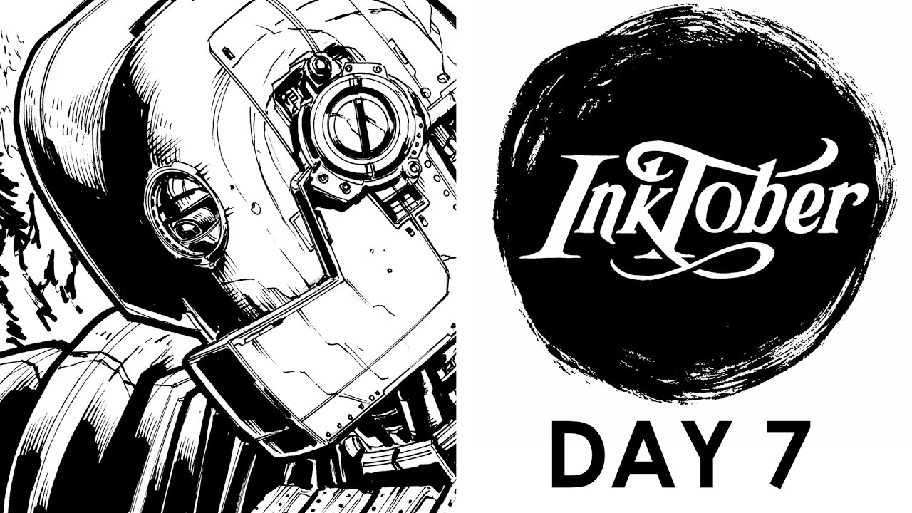 1280x720 Inktober Day - Iron Giant Drawing