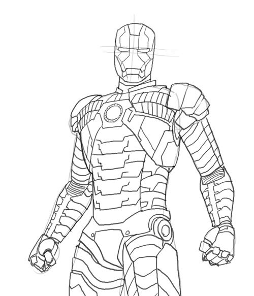 500x583 How To Draw Iron Man Mk - Iron Man 2 Drawing