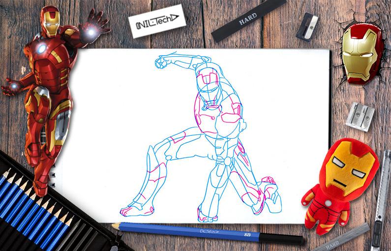 795x510 How To Draw Iron Man From Avengers Infinity War Step - Iron Man 3 Drawing