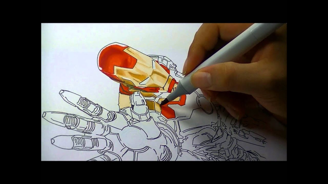 1280x720 iron man copic marker drawing iron man - Iron Man 3 Drawing