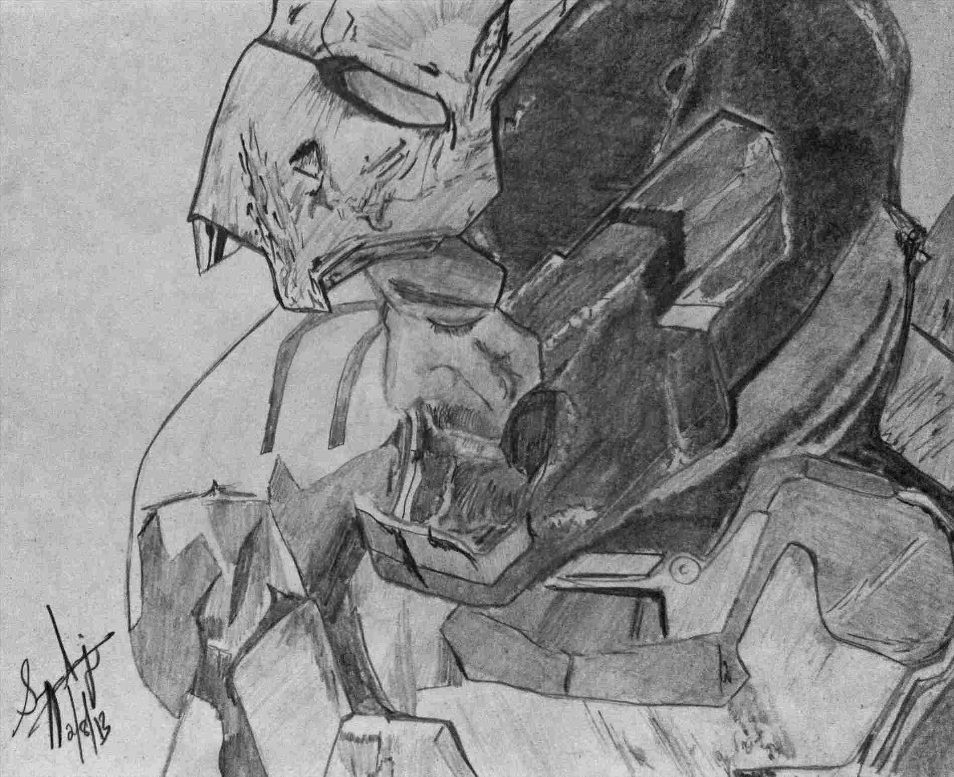 1900x1547 iron man pencil drawing to draw iron man step - Iron Man 3 Drawing