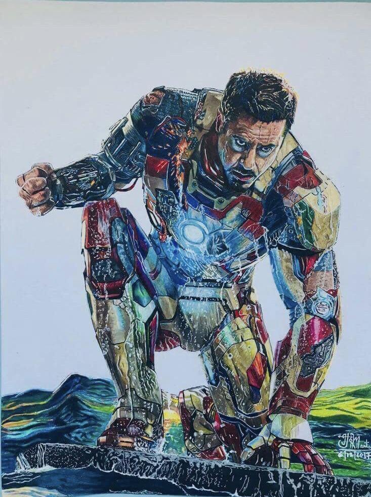 733x983 Iron Man My Drawing Comicbookart - Iron Man 3 Drawing