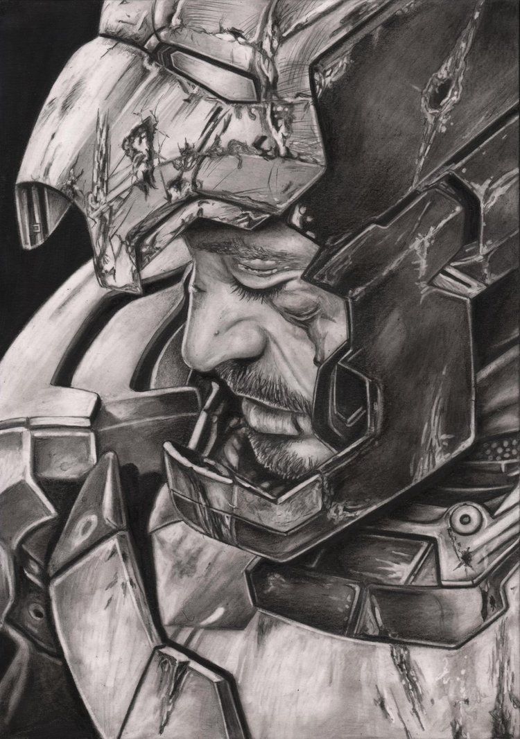 750x1066 Robert Downey Jr 'iron Man Graphite Drawing - Iron Man 3 Drawing