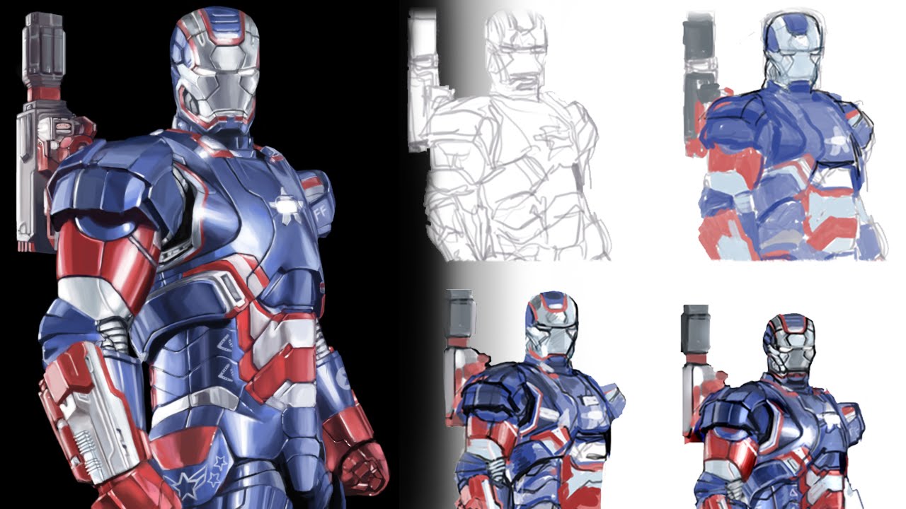 1280x720 how to draw iron man iron patriot! - Iron Man 3 Drawing