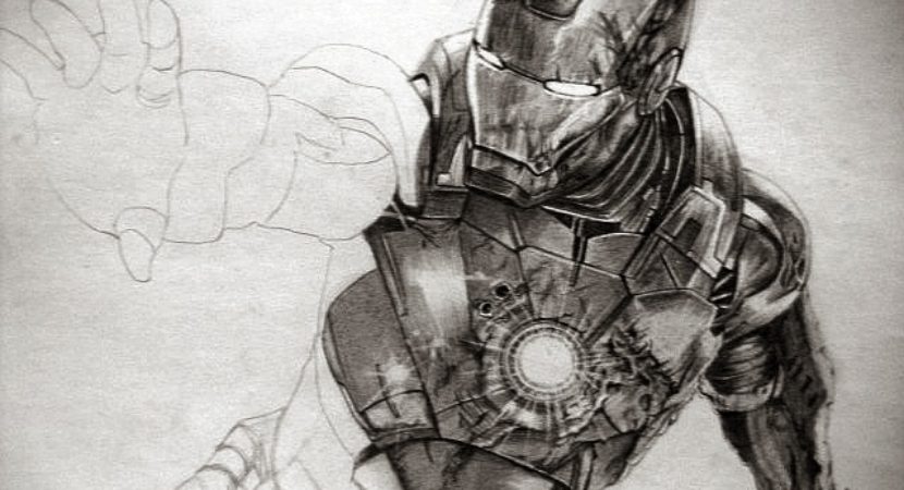 830x450 How To Draw Iron Man Step - Iron Man Drawing