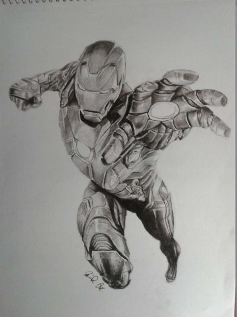 794x1059 Ironman Charcoal Drawing Etsy - Iron Man Drawing