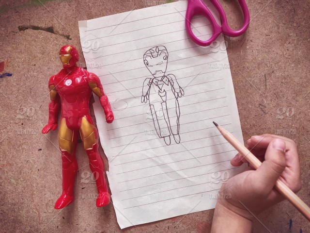 640x480 My Year Old Son Drawing Iron Man Child's Drawing Kid's Drawing - Iron Man Drawing