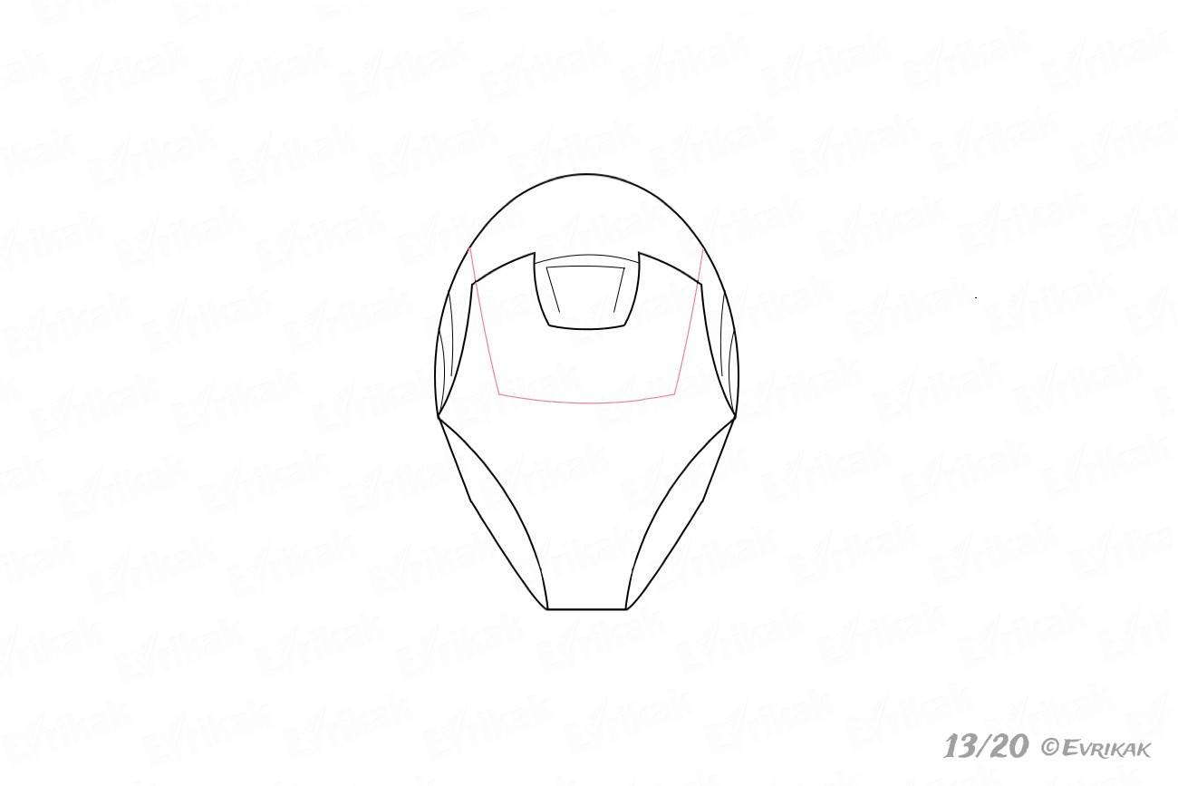 1300x867 How To Draw The Iron Man Helmet Step - Iron Man Line Drawing