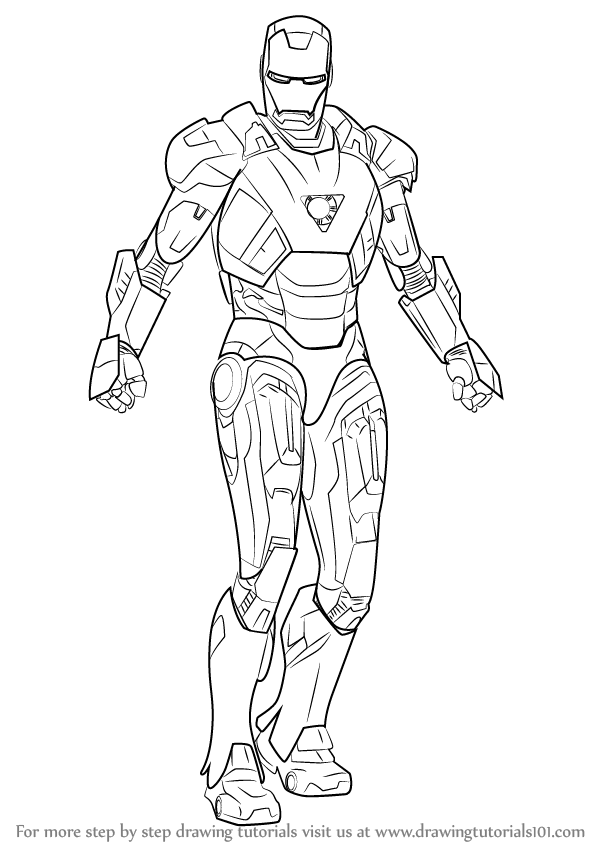 598x844 Learn How To Draw Iron Man - Iron Man Line Drawing