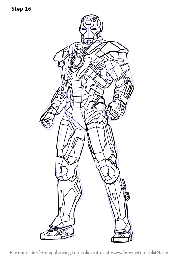 596x842 Learn How To Draw Iron Man Full Body - Iron Man Line Drawing