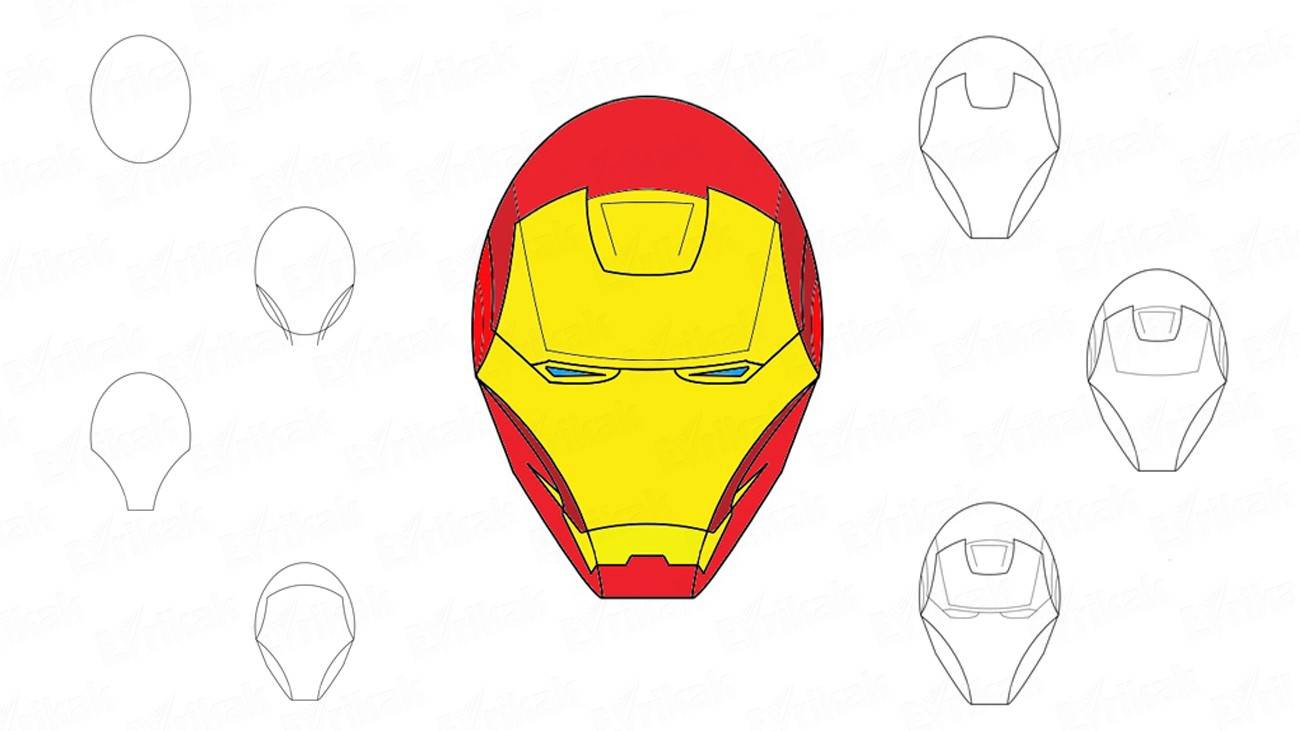 1300x731 How To Draw The Iron Man Helmet Step - Iron Man Mask Drawing