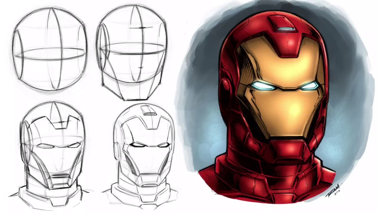 1280x720 How To Draw Iron Man's Helmet - Iron Man Mask Drawing