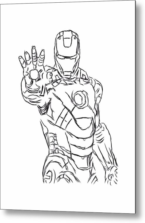 493x756 Iron Man Black Outline Digital Part Metal Print - Iron Man Outline Drawing