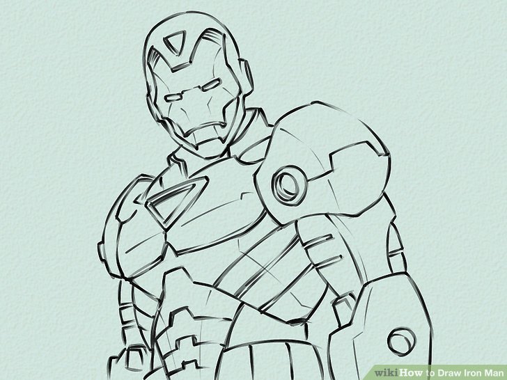 728x546 How To Draw Iron Man - Iron Man Suit Drawing