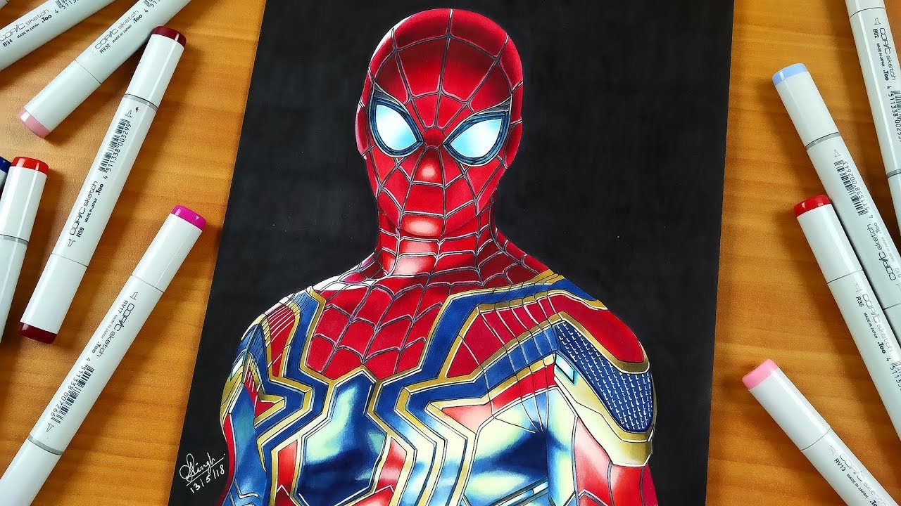 1280x720 Drawing Iron Spiderman - Iron Spider Drawing