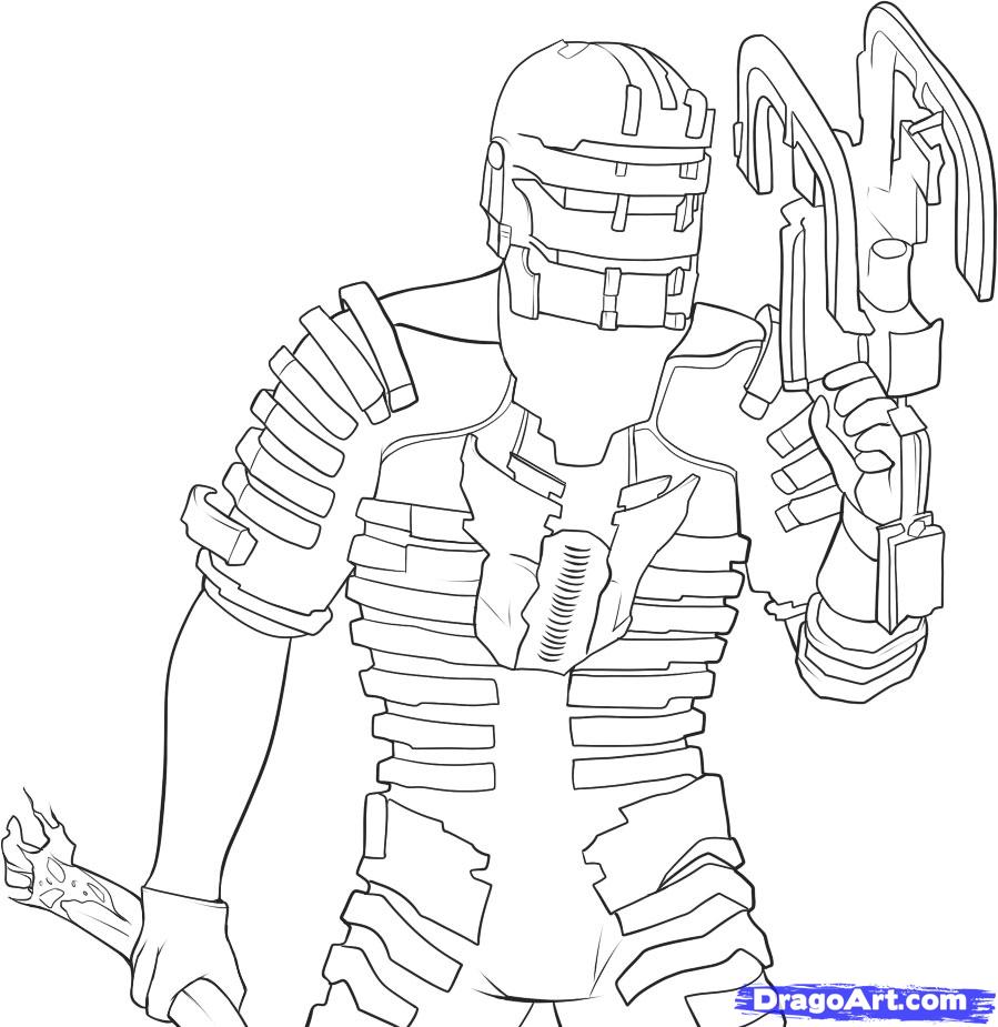 899x925 How To Draw Isaac Clarke, Dead Space, Step - Isaac Drawing