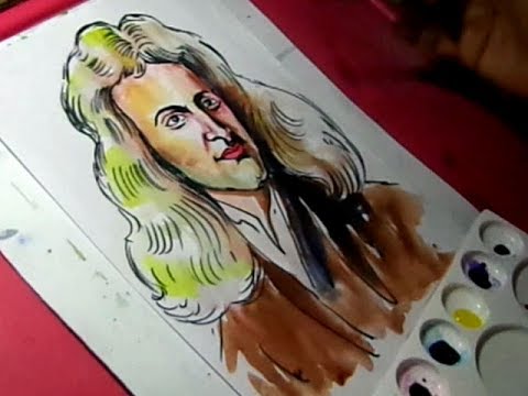 480x360 how to draw isaac newton color drawing for kids - Isaac Newton Drawing