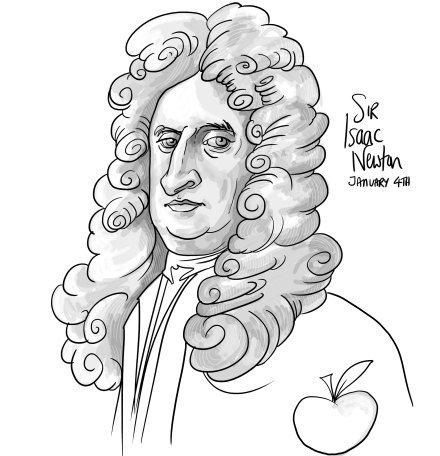 440x456 isaac newton drawing, pencil, sketch, colorful, realistic art - Isaac Newton Drawing
