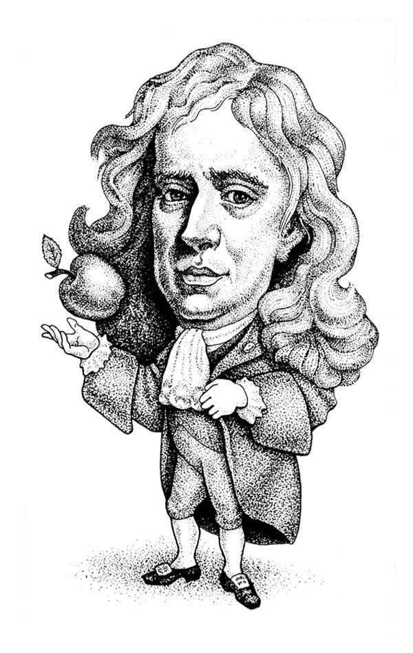 600x949 caricature isaac newton coloring - Isaac Newton Drawing