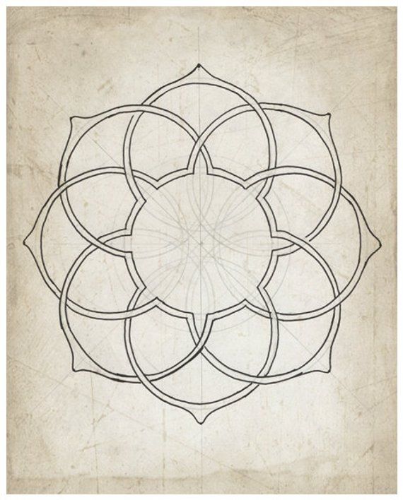 570x708 geometric line drawing, islamic art design, geometry sketch, ink - Islamic Drawing