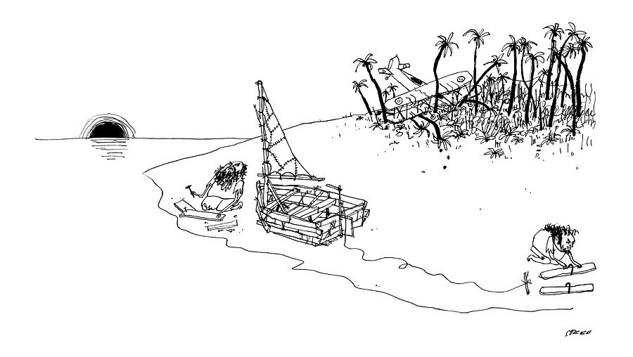 900x508 On A Desert Island Drawing - Island Drawing