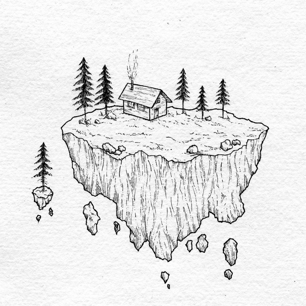 1000x1000 Mushroom Drawing Island For Free Download - Island Drawing