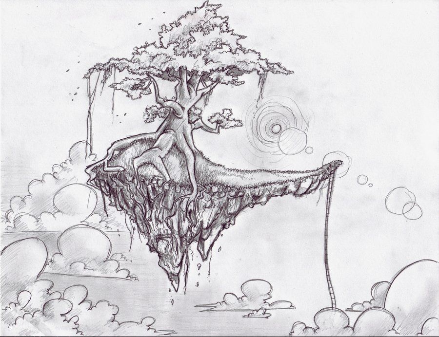 900x692 fantasy tree floating drawing the floating island - Island Drawing