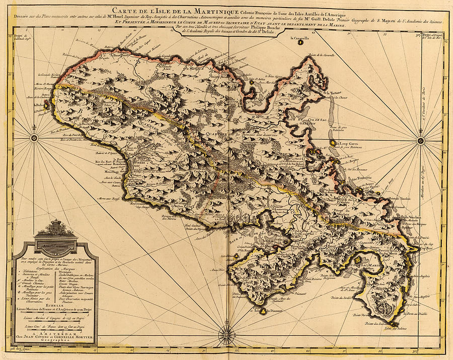 900x716 Vintage Map Of Martinique Island - Island Map Drawing