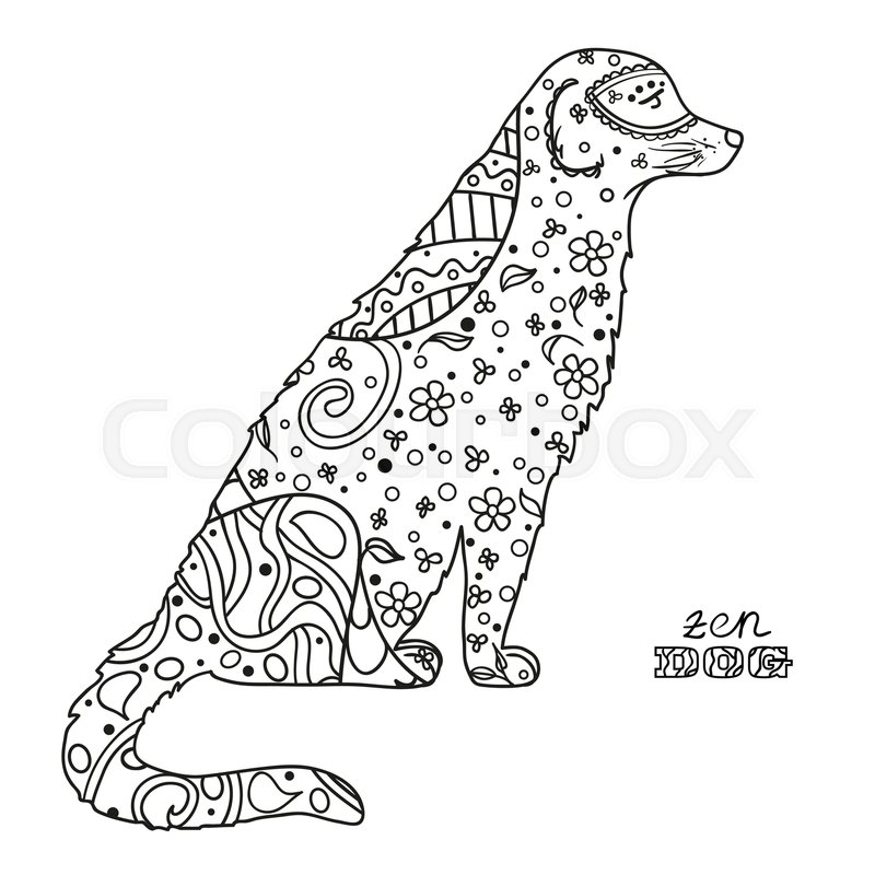 800x800 dog boho style hand drawn dog with abstract patterns - Isolation Drawing