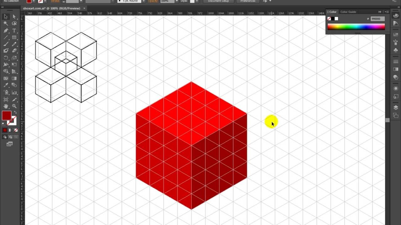 1280x720 How To Draw Isometric Cube In Adobe Illustrator - Isometric Cube Drawing