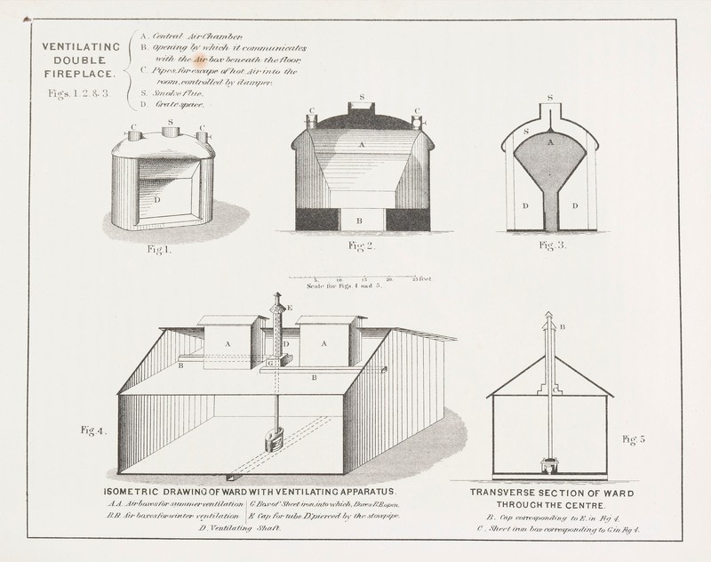 800x632 Isometric Drawing Of Ward With Ventilating Apparatus Wellcome - Isometric Drawing