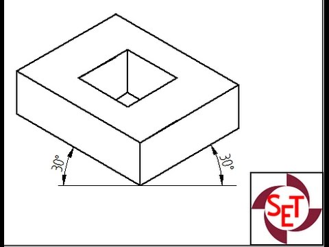 480x360 isometric projection of a slab with square hole - Isometric Drawing Of A Rectangular Prism
