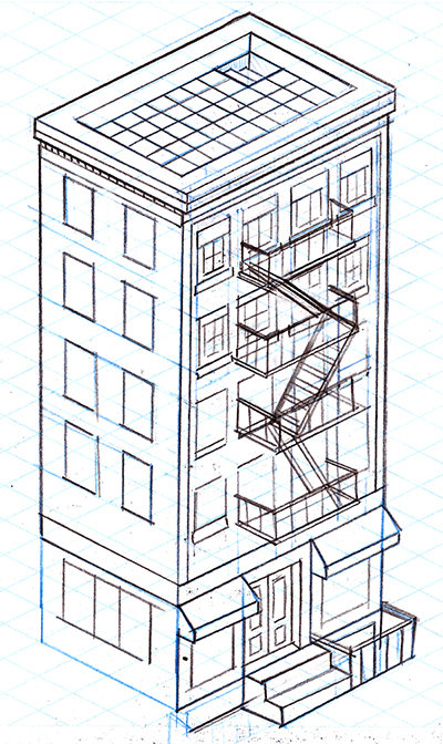 400x672 How To Create A Detailed Isometric Building In Adobe Illustrator - Isometric House Drawing