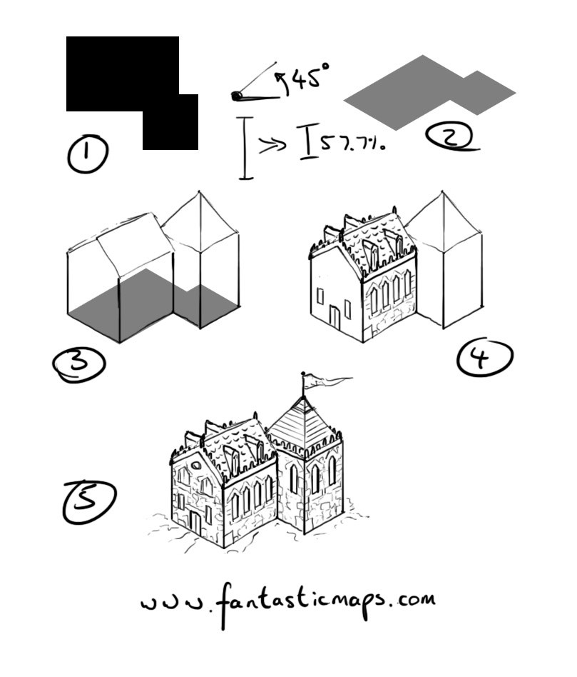 809x948 How To Draw An Isometric House - Isometric House Drawing