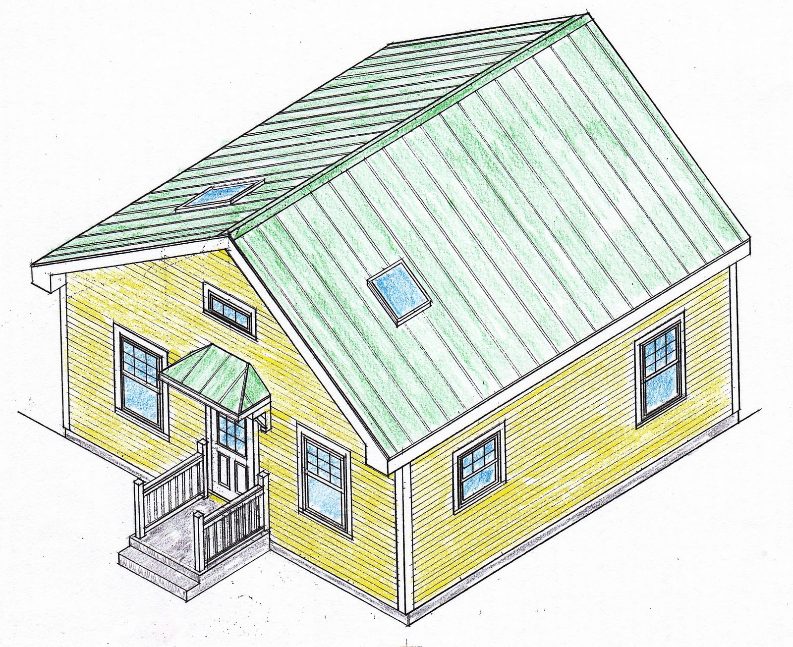 1600x1306 Small Scale Homes Square Foot Two Bedroom House Plans - Isometric House Drawing