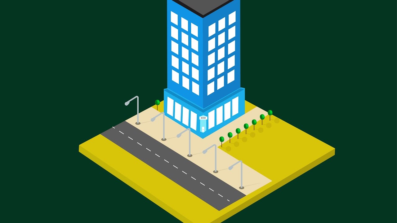 1280x720 Isometric House Drawing Tutorial Bulding Design Vector - Isometric House Drawing