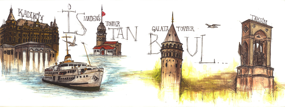 1197x450 istanbul, turkey - Istanbul Drawing