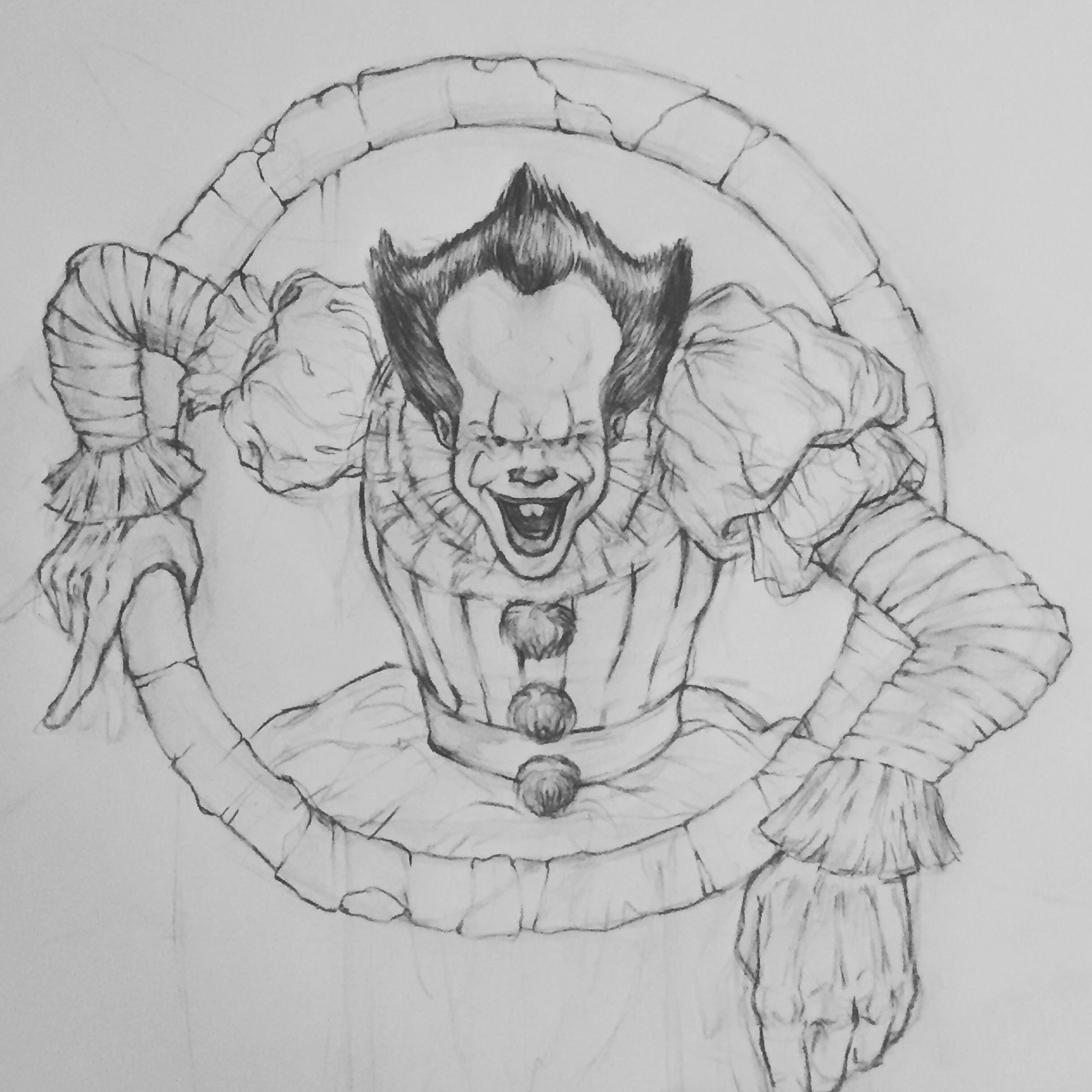 2440x2440 My Little Sketch Of Pennywise The Clown Drawing - It Clown Drawing