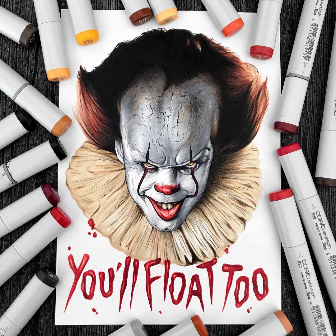1080x1080 Pennywise Clown Drawing - It Clown Drawing