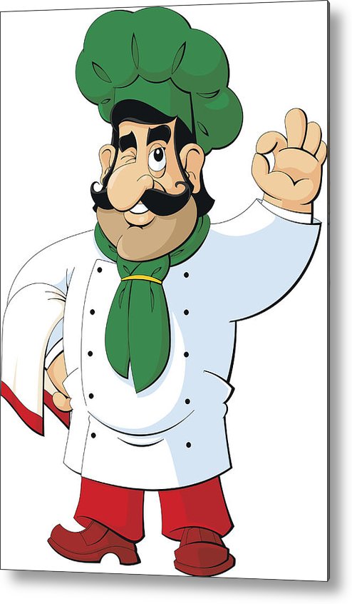 494x846 cartoon italian chef gesture ok metal print - Italian Chef Drawing