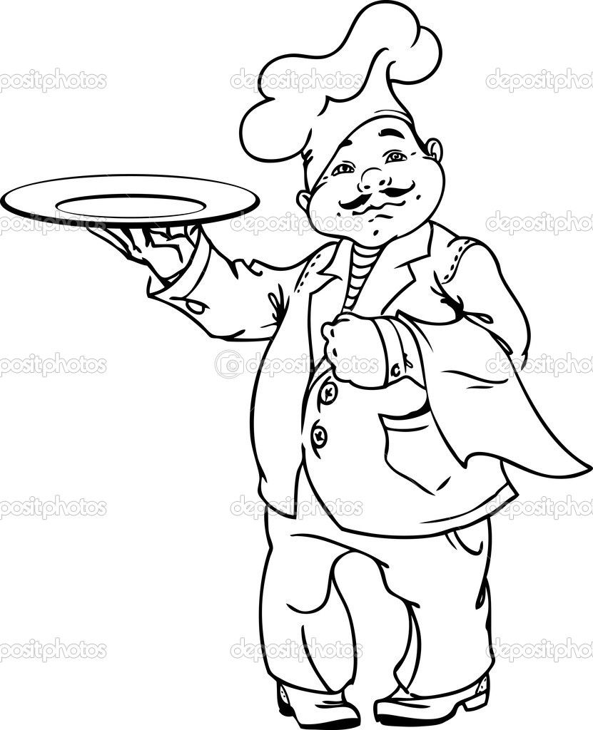 831x1024 cute line drawings of chefs - Italian Chef Drawing