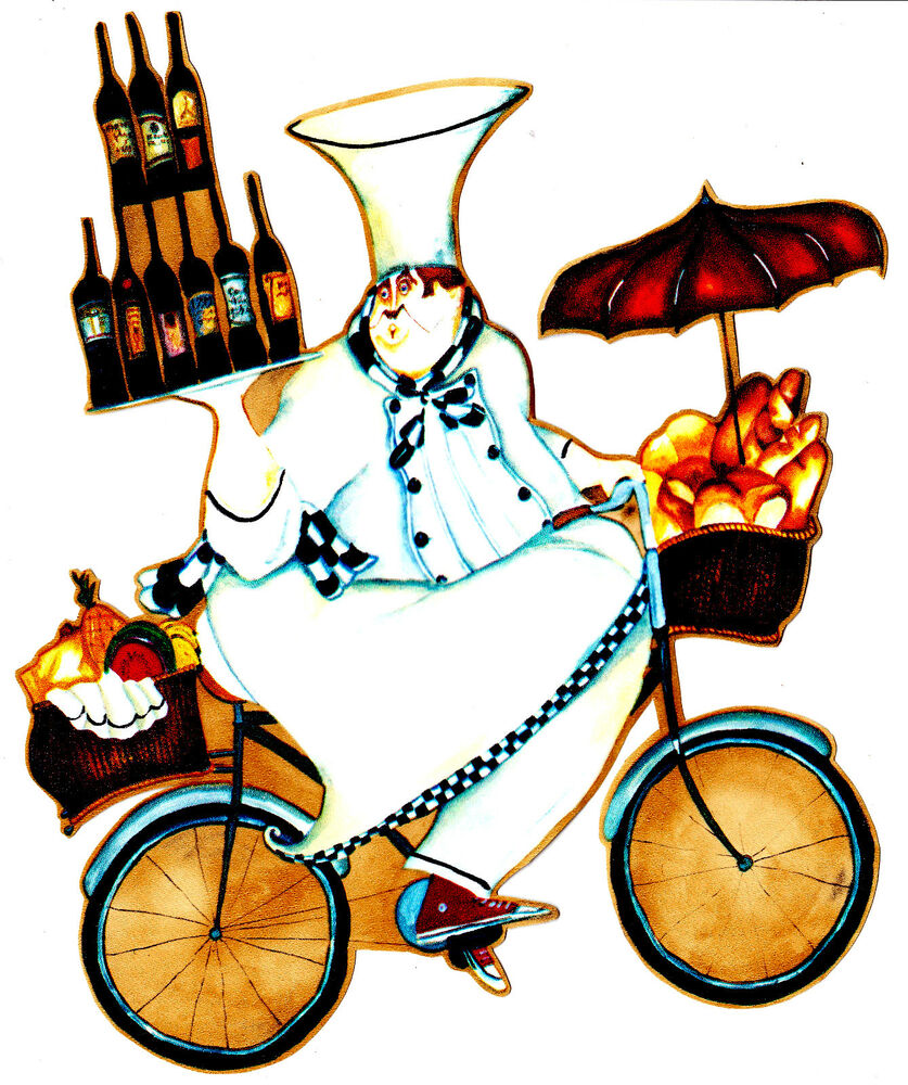 837x1000 fat italian chef kitchen umbrella wall safe sticker border - Italian Chef Drawing