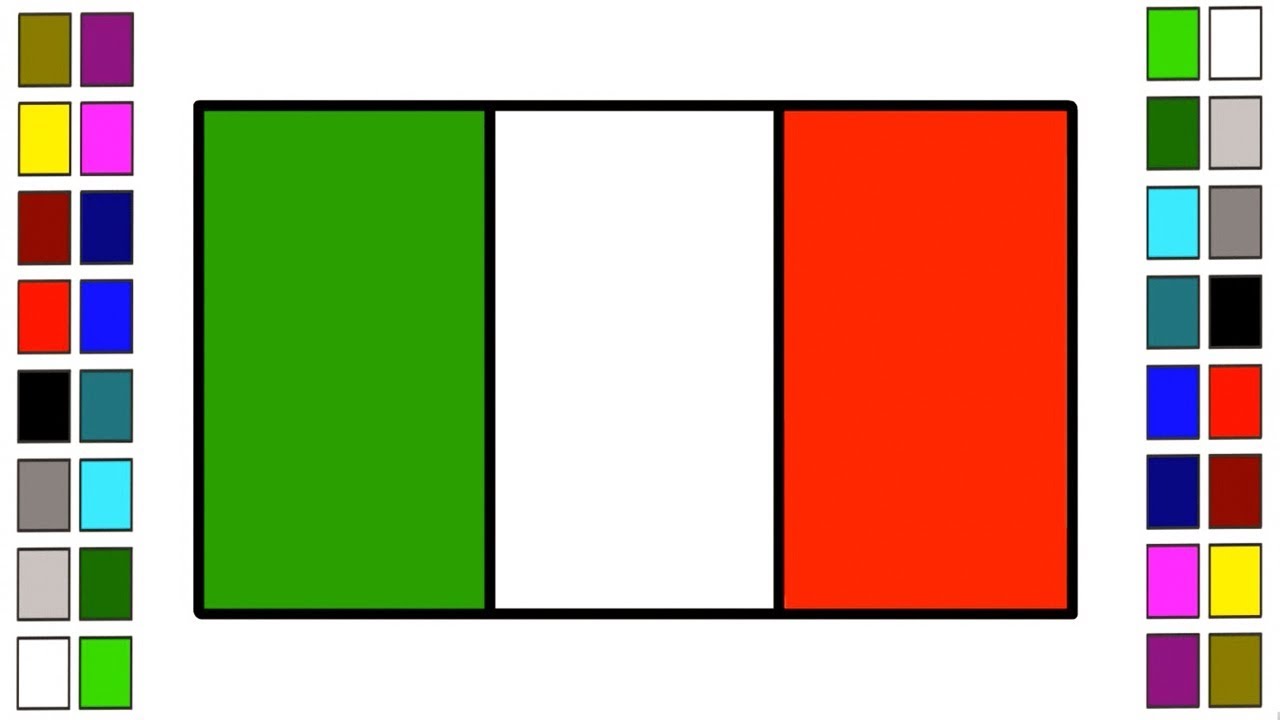 1280x720 how to drawing national flag of italy coloring learn for kids - Italian Flag Drawing
