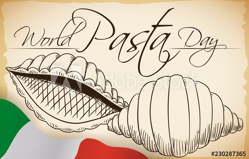 500x319 drawing with conchiglie and italian flag for world pasta day - Italian Flag Drawing