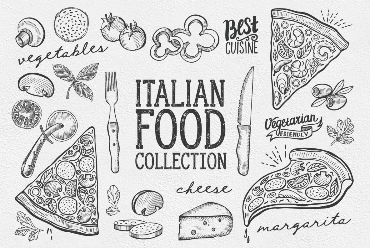 1184x792 italian food illustrations - Italian Food Drawing
