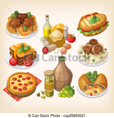 450x466 italian food and meals set of italian food, products and other - Italian Food Drawing