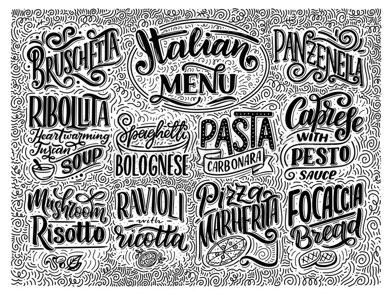 800x603 italian food menu - Italian Food Drawing