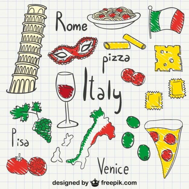 626x626 Italy Clipart Drawing Frames Illustrations Hd Images Photo - Italian Food Drawing