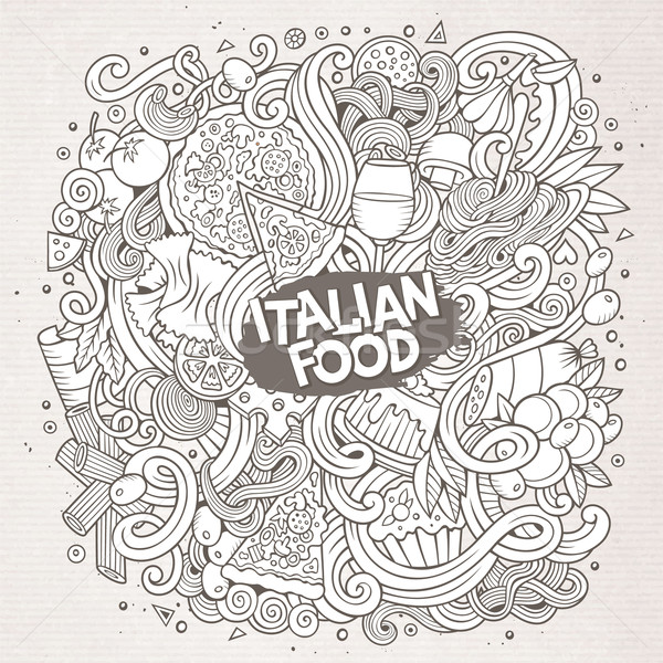 600x600 cartoon hand drawn doodles italian food illustration vector - Italian Food Drawing