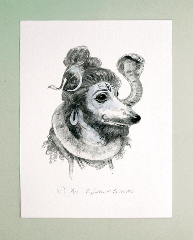 645x800 shiva deity holy italian greyhound dog drawing pencil art print - Italian Greyhound Drawing